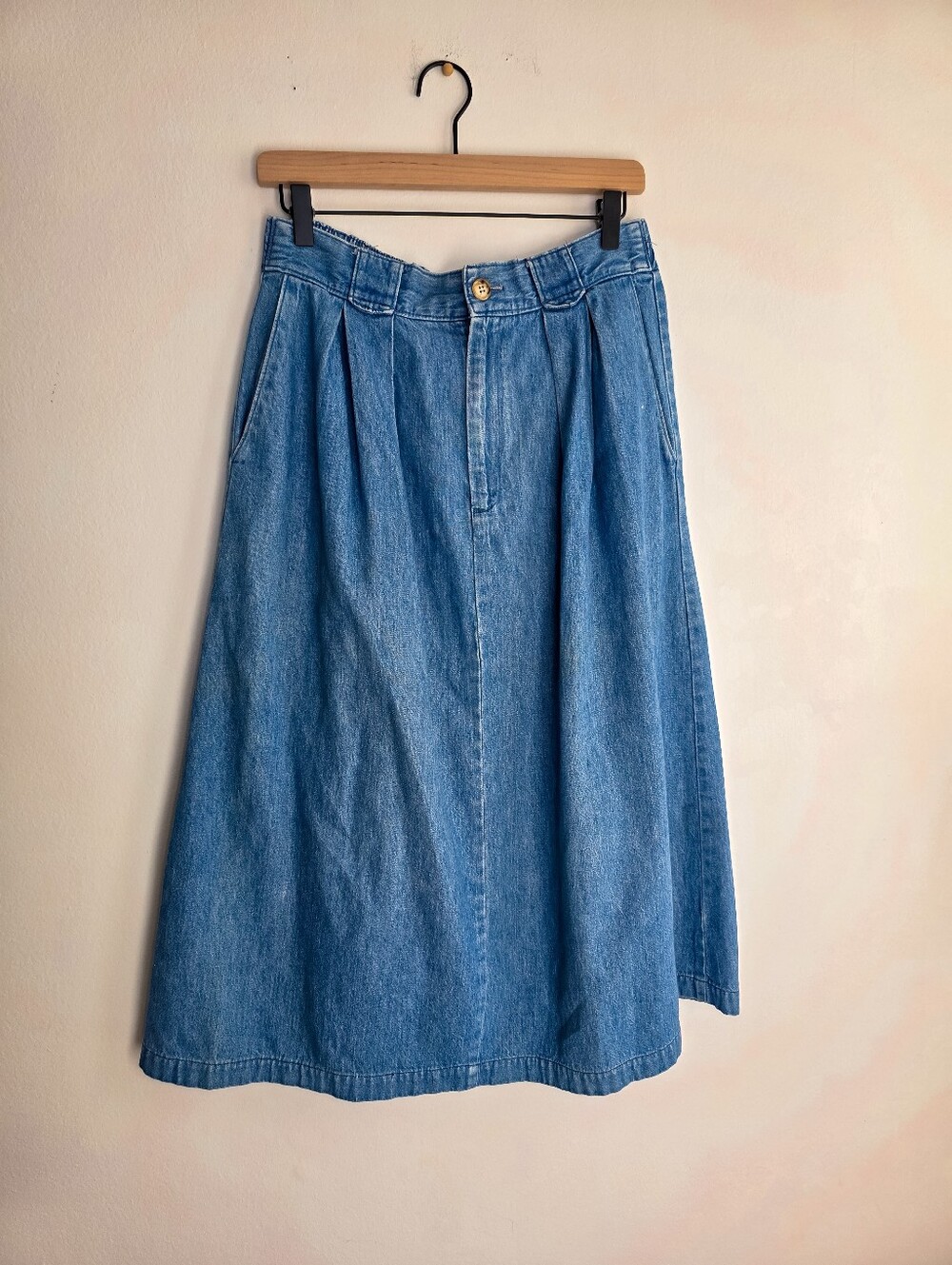 Vintage Gotcha Covered 80s Denim Midi Skirt Cottagecore